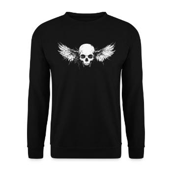 Skull with wings for bikers – crack design - Unisex Sweatshirt - black - Front - Alina (178cm) & Michal (187cm)