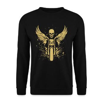Skull with wings for bikers – motorcycle look - Unisex Sweatshirt - black - Front - Alina (178cm) & Michal (187cm)