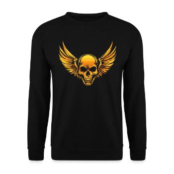 Crâne avec des ailes pour motards – Style luxueux - Sweat-shirt Unisexe - noir - Devant - Alina (178cm) & Michal (187cm)
