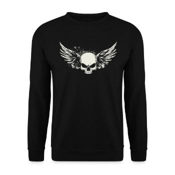 Skull with wings for bikers – Classic - Unisex Sweatshirt - black - Front - Alina (178cm) & Michal (187cm)