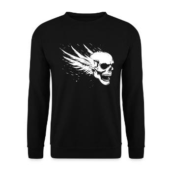 Crâne avec des ailes pour motards – dynamique - Sweat-shirt Unisexe - noir - Devant - Alina (178cm) & Michal (187cm)