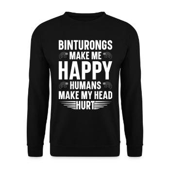 Binturong Marderbär Schleichkatze - Unisex Pullover - Schwarz - Vorne - Alina (178cm) & Michal (187cm)