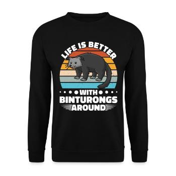 Binturong Marderbär Schleichkatze - Unisex Pullover - Schwarz - Vorne - Alina (178cm) & Michal (187cm)