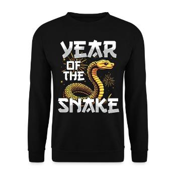 Year of the Wood Snake Chinese New Year 2025 - Unisex Pullover - Schwarz - Vorne - Alina (178cm) & Michal (187cm)