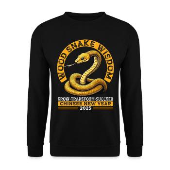Year of the Wood Snake Chinese New Year 2025 - Unisex Pullover - Schwarz - Vorne - Alina (178cm) & Michal (187cm)