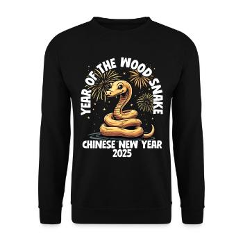 Year of the Wood Snake Chinese New Year 2025 - Unisex Pullover - Schwarz - Vorne - Alina (178cm) & Michal (187cm)