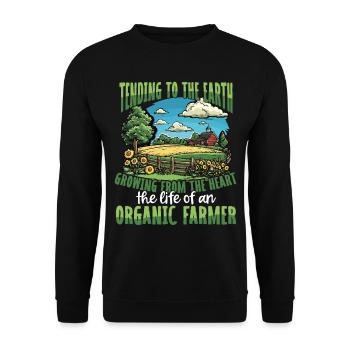 Tending the Earth Organic Farmer Life Farming - Unisex Pullover - Schwarz - Vorne - Alina (178cm) & Michal (187cm)