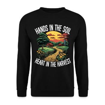 Tending the Earth Organic Farmer Life Farming - Unisex Pullover - Schwarz - Vorne - Alina (178cm) & Michal (187cm)