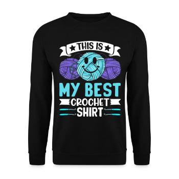 This is my best Crochet shirt Crochet Crocheting - Unisex Sweatshirt - black - Front - Alina (178cm) & Michal (187cm)