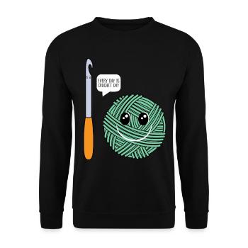 Every day is Crochet day - Crocheting Crocheter - Unisex Sweatshirt - black - Front - Alina (178cm) & Michal (187cm)