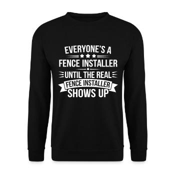 Zauninstallateur Zaunbauer Fence Installer - Unisex Pullover - Schwarz - Vorne - Alina (178cm) & Michal (187cm)