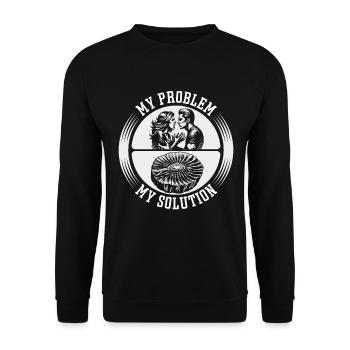 Chasseur de fossiles Mon problème Mon pictogramme Papa Maman - Sweat-shirt Unisexe - noir - Devant - Alina (178cm) & Michal (187cm)