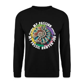 Chasseur de fossiles Ma passion Ma chasse aux fossiles Géologie - Sweat-shirt Unisexe - noir - Devant - Alina (178cm) & Michal (187cm)