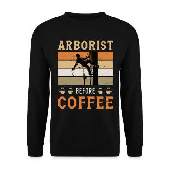 Arborist Before Coffee Tree Surgeon Coffee Lover - Unisex Pullover - Schwarz - Vorne - Alina (178cm) & Michal (187cm)