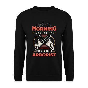 Le matin de l’arboriculteur n’est pas mon heure, je suis travailleur forestier - Sweat-shirt Unisexe - noir - Devant - Alina (178cm) & Michal (187cm)