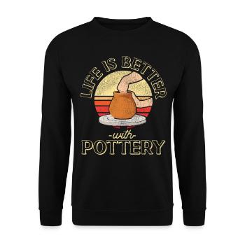 Pottery Ceramics Artist Retro - Unisex Sweatshirt - black - Front - Alina (178cm) & Michal (187cm)