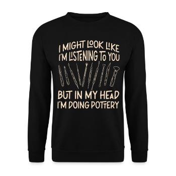 Poterie Céramiste Artiste I Might - Sweat-shirt Unisexe - noir - Devant - Alina (178cm) & Michal (187cm)