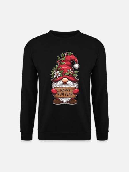 Gnom Zwerg Happy New Year - Unisex Pullover - Schwarz