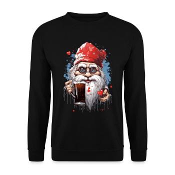 Gnome au chapeau de Père Noël - Sweat-shirt Unisexe - noir - Devant - Alina (178cm) & Michal (187cm)