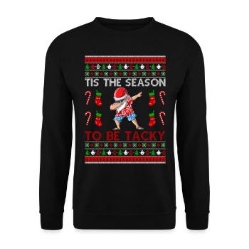 Ugly Christmas Sweater -Tis the season to be Tacky - Unisex Sweatshirt - black - Front - Alina (178cm) & Michal (187cm)