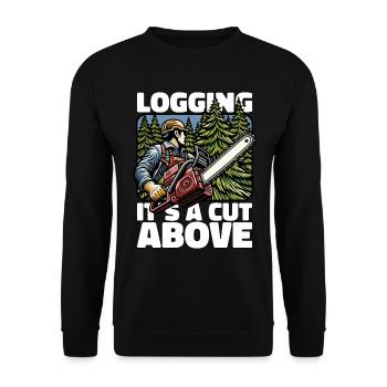Logging It's A Cut Above Lumber Worker Logger - Unisex Sweatshirt - black - Front - Alina (178cm) & Michal (187cm)