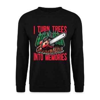 Logging I Turn Trees Into Memories Lumber Worker - Unisex Pullover - Schwarz - Vorne - Alina (178cm) & Michal (187cm)