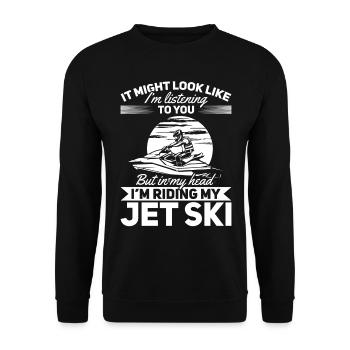 Funny Jetski Racing - But in my head I'm riding my - Unisex Pullover - Schwarz - Vorne - Alina (178cm) & Michal (187cm)