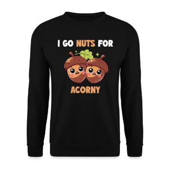 Ich Bin Verrückt nach Acorny - Herbst Outfit - Unisex Pullover - Schwarz - Vorne - Alina (178cm) & Michal (187cm)