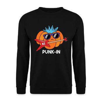 Punk-In - Lustiges Kürbis Outfit für Herbst - Unisex Pullover - Schwarz - Vorne - Alina (178cm) & Michal (187cm)