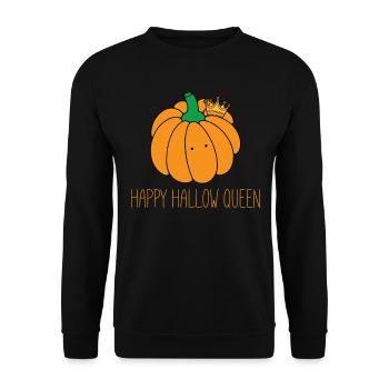 Happy Hallow Queen - Lustiges Halloween Outfit - Unisex Pullover - Schwarz - Vorne - Alina (178cm) & Michal (187cm)
