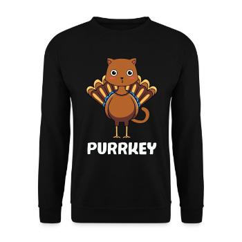 Purrkey - Funny Cat Turkey Outfit - Unisex Sweatshirt - black - Front - Alina (178cm) & Michal (187cm)