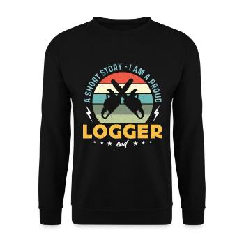 Exploitation forestière Une courte histoire Je suis un fier travailleur du bois - Sweat-shirt Unisexe - noir - Devant - Alina (178cm) & Michal (187cm)