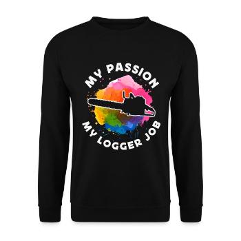 Logging My Passion My Logger Job Arborist Logger - Unisex Sweatshirt - black - Front - Alina (178cm) & Michal (187cm)