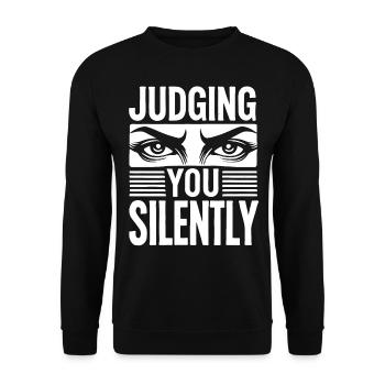 Judging You Silently Funny Sarcastic Eyes Art - Unisex Sweatshirt - black - Front - Alina (178cm) & Michal (187cm)