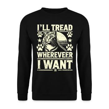 J’irai où je veux amoureux des chats Art félin - Sweat-shirt Unisexe - noir - Devant - Alina (178cm) & Michal (187cm)