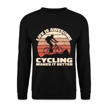 Life is awesome, Cycling makes it better - Bike - Unisex Pullover - Schwarz - Vorne - Alina (178cm) & Michal (187cm)