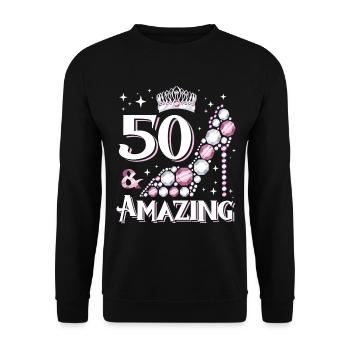 Stylish shoe design for women's 50th birthday - Unisex Sweatshirt - black - Front - Alina (178cm) & Michal (187cm)