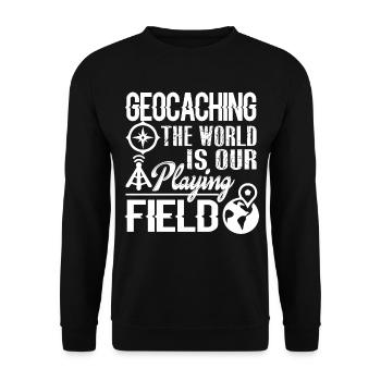 Geocaching The World Is Our Playing Field - Unisex Sweatshirt - black - Front - Alina (178cm) & Michal (187cm)