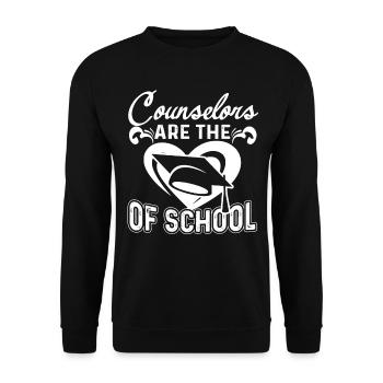 School Counselor The Heart Of School - Unisex Sweatshirt - black - Front - Alina (178cm) & Michal (187cm)