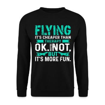 Pilot Flying Is Cheaper Than Therapy - Unisex Sweatshirt - black - Front - Alina (178cm) & Michal (187cm)