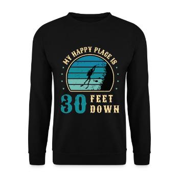 Chasse sous-marine Mon endroit heureux est le spearfish de 30 pieds - Sweat-shirt Unisexe - noir - Devant - Alina (178cm) & Michal (187cm)
