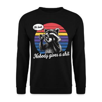 Sarcastic Raccoon - "Oh Look, Nobody Cares" Funny - Unisex Sweatshirt - black - Front - Alina (178cm) & Michal (187cm)