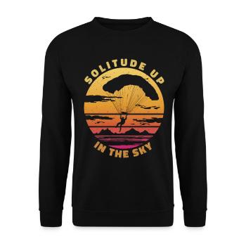 Solitude up in the Sky - Paragliding Spruch - Unisex Sweatshirt - black - Front - Alina (178cm) & Michal (187cm)