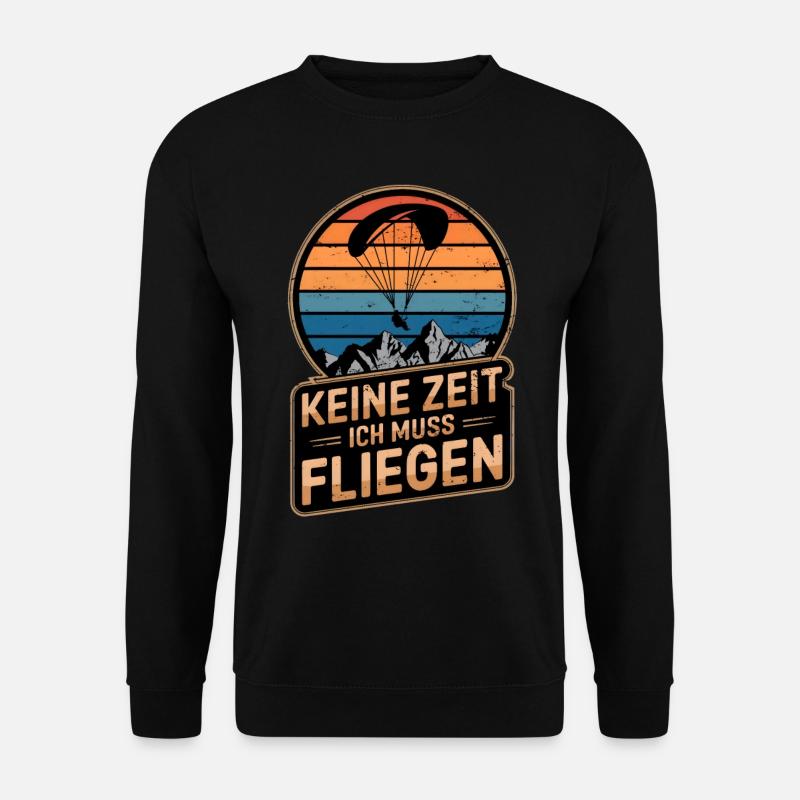 Keine Zeit Fliegen Paragleiter Retro Gleitschirm - Unisex Pullover - Schwarz