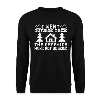 Once Been Outside – Gamer Humor Saying - Unisex Sweatshirt - black - Front - Alina (178cm) & Michal (187cm)