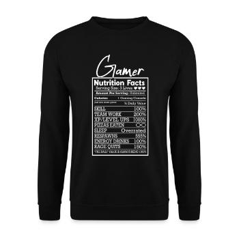 Gamer Nutritional Values – Funny Design for Gamers - Unisex Sweatshirt - black - Front - Alina (178cm) & Michal (187cm)