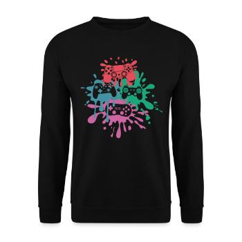 Pixel Controller – Retro Gaming Design - Unisex Sweatshirt - black - Front - Alina (178cm) & Michal (187cm)