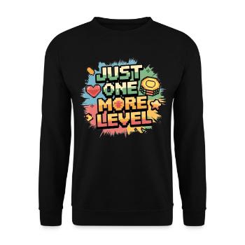 Only one more level – Gamer saying in pixel style - Unisex Sweatshirt - black - Front - Alina (178cm) & Michal (187cm)