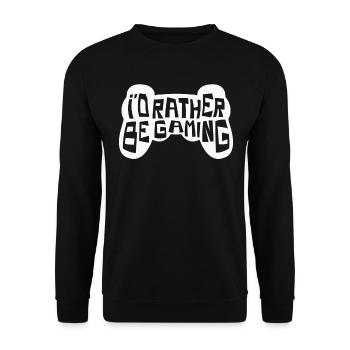 Lieber Zocken als alles andere – Gamer Spruch - Unisex Pullover - Schwarz - Vorne - Alina (178cm) & Michal (187cm)