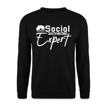 Expert in Social Distancing – Gamer Humor - Unisex Sweatshirt - black - Front - Alina (178cm) & Michal (187cm)